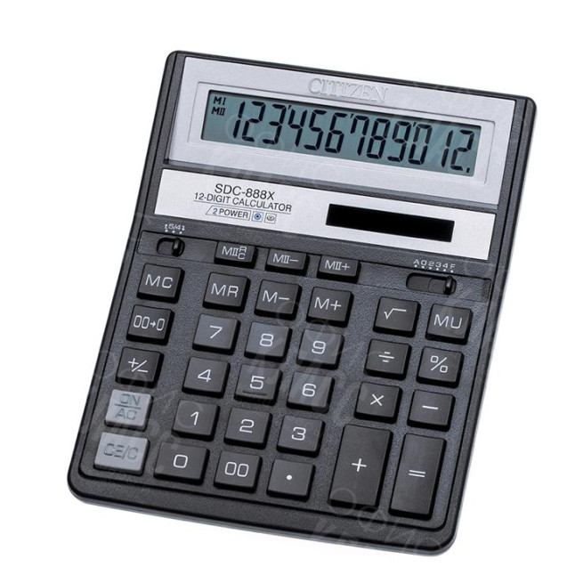 КАЛЬКУЛЯТОР CITIZEN SDC-888 XBK(12Р,ДВ ПИТ,ДВ ПАМ.) ЦВ.