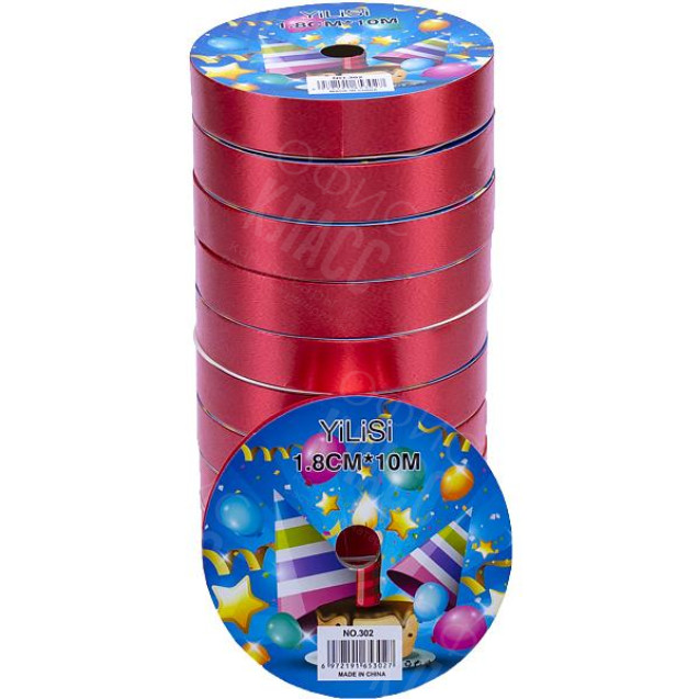 ЛЕНТА 18ММ*10М КРАСНАЯ,  13-175