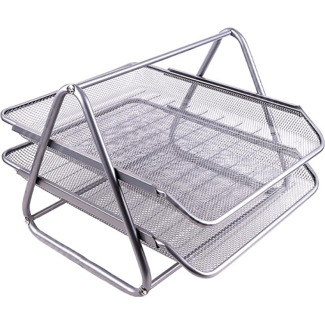 ЛОТОК 2 ОТДЕЛЕНИЯ "МЕТАЛЛ" 1088-S ГОРИЗОНТАЛЬНЫЙ СЕРЕБРО 29,3Х35 СМ