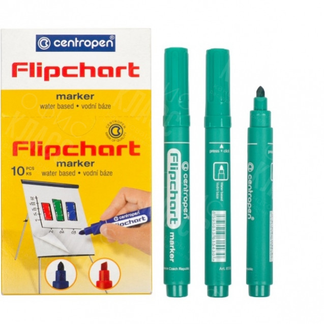 МАРКЕР ВОДНЫЙ ДЛЯ ФЛИПЧАРТА ПО БУМАГЕ CENTROPEN  8550 ЗЕЛЕНЫЙ