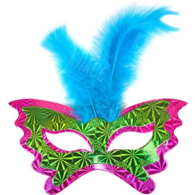 МАСКА 3  D ГОЛОГРАММА С ПЕРЬЯМИ