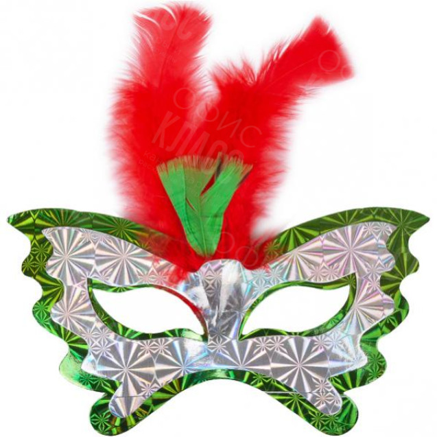 МАСКА 3  D ГОЛОГРАММА С ПЕРЬЯМИ