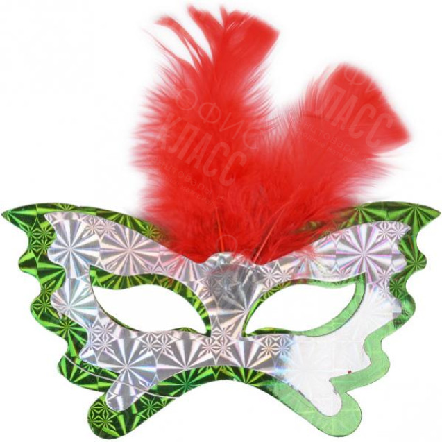 МАСКА 3  D ГОЛОГРАММА С ПЕРЬЯМИ