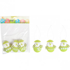НАБОР ДЕКОРАТИВНЫЙ «3  ШТ ЦЫПЛЕНОК - ЯЙЦО»  ПЛАСТИК 190–0099  A