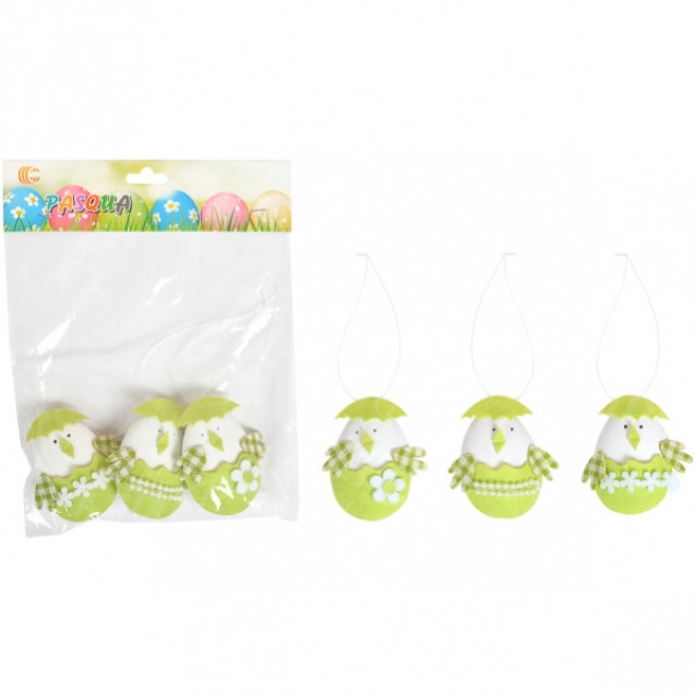 НАБОР ДЕКОРАТИВНЫЙ «3  ШТ ЦЫПЛЕНОК - ЯЙЦО»  ПЛАСТИК 190–0099  A