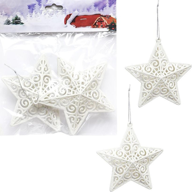 НАБОР ЕЛОЧНЫХ УКРАШЕНИЙ 2ШТ "ЗВЕЗДА ОБЪЕМНАЯ" 12*12*3,5СМ HL22-8