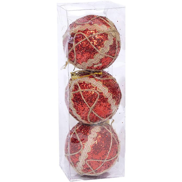 НАБОР ИГРУШЕК ЕЛОЧНЫХ 3ШТ "ШАРЫ" 8СМ 2021-54