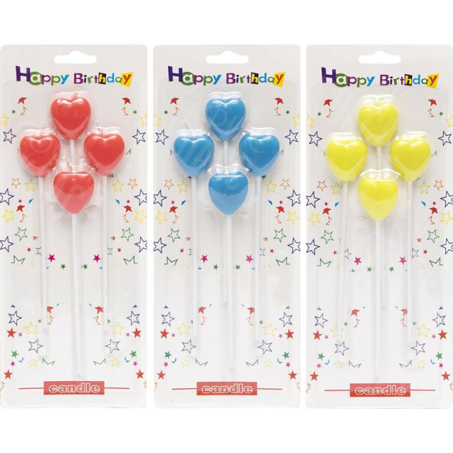 НАБОР СВЕЧЕЙ ДЛЯ ТОРТА "СЕРДЕЧКИ" 4ШТ TL-1053