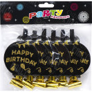 НАБОР СВИСТКОВ КАРНАВАЛЬНЫХ ФОЛЬГИРОВАННЫХ С КРУГОМ "HAPPY BIRTHDAY" 6 ШТУК 1698-9
