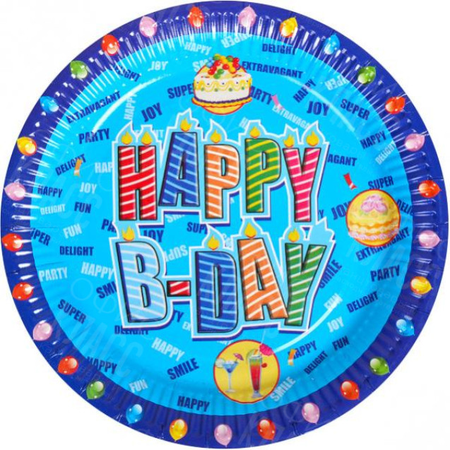 НАБОР ТАРЕЛОК 23  СМ «С ДНЕМ РОЖДЕНИЯ»  10 ШТУК 10–44