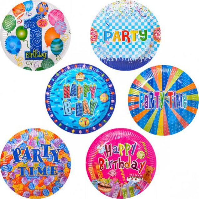 НАБОР ТАРЕЛОК 23  СМ «С ДНЕМ РОЖДЕНИЯ»  10 ШТУК 10–44