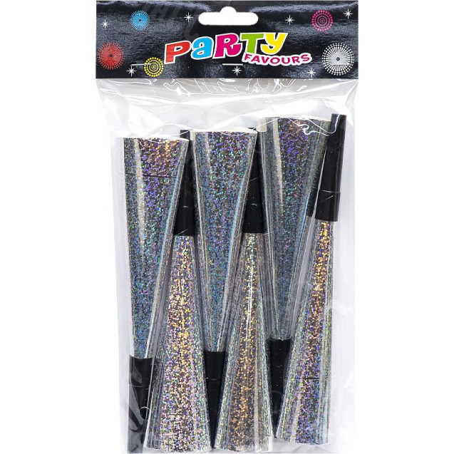 НАБОР ТРУБОЧКА-СВИСТОК ФОЛЬГИРОВАННАЯ 20СМ 6 ШТУК 1698-4