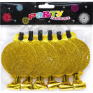 НАБОР ТРУБОЧКА-СВИСТОК ФОЛЬГИРОВАННАЯ С КРУГОМ ГЛИТТЕР 6 ШТУК 1698-6