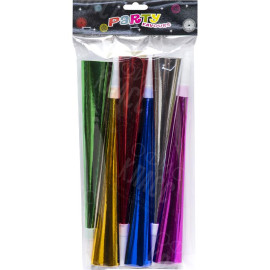 НАБОР ТРУБОЧКА-СВИСТОК ЦВЕТНЫЕ ФОЛЬГИРОВАННАЯ 30СМ 6 ШТУК 1698-5