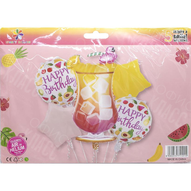 НАБОР ШАРИКОВ ФОЛЬГИРОВАННЫХ "КОКТЕЙЛЬ" A14-10