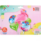 НАБОР ШАРИКОВ ФОЛЬГИРОВАННЫХ "ФЛАМИНГО" 5 ШТ  A-126