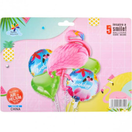 НАБОР ШАРИКОВ ФОЛЬГИРОВАННЫХ "ФЛАМИНГО" 5 ШТ  A-126