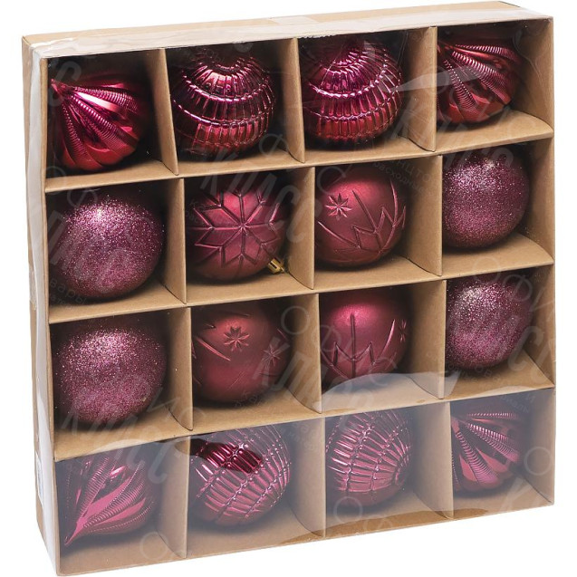 НАБОР ШАРОВ 16ШТ D8СМ 6279-5 БОРДО