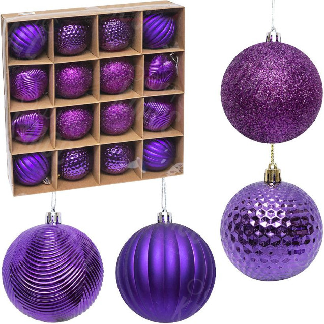 НАБОР ШАРОВ 16ШТ D8СМ 6279-5 ФИОЛЕТОВЫЙ