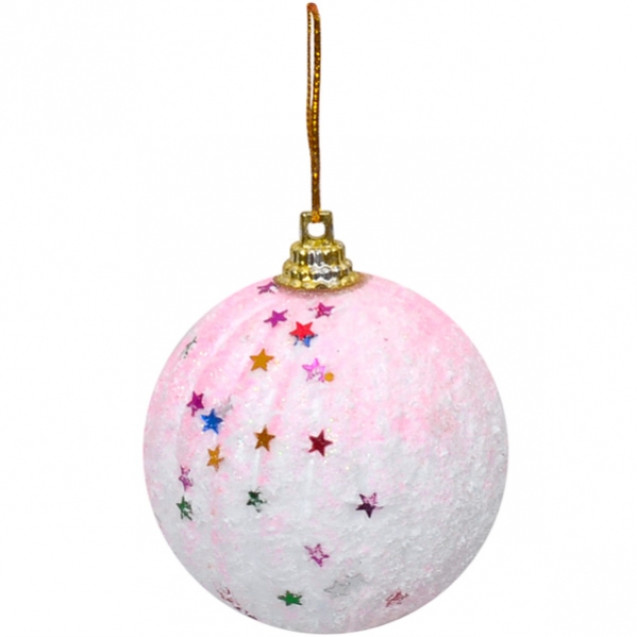 НАБОР ШАРОВ 6  ШТУК «БЕЛЫЙ С ЗВЕЗДОЧКАМИ»  D6 12–96