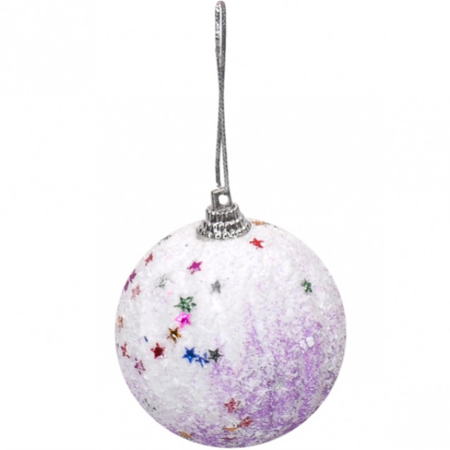 НАБОР ШАРОВ 6  ШТУК «БЕЛЫЙ С ЗВЕЗДОЧКАМИ»  D6 12–96