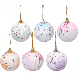 НАБОР ШАРОВ 6  ШТУК «БЕЛЫЙ С ЗВЕЗДОЧКАМИ»  D6 12–96