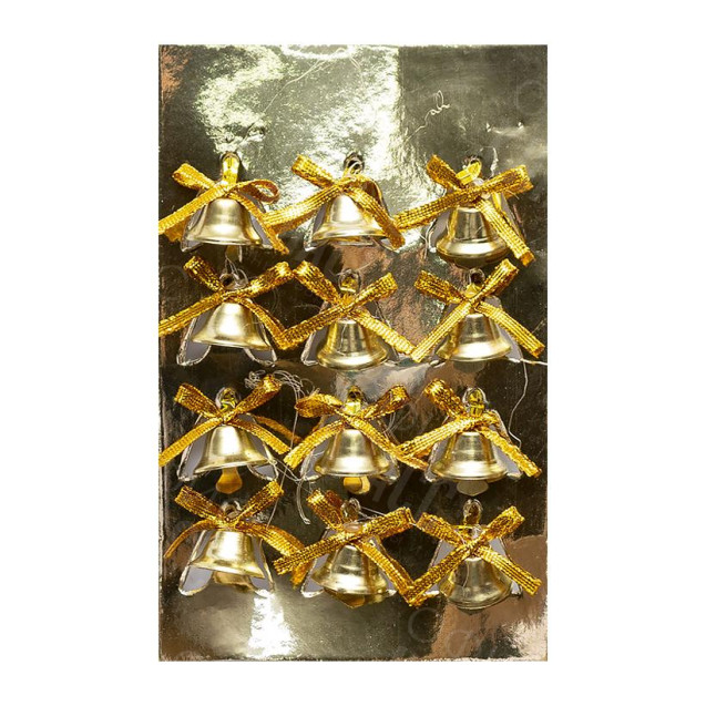 НАБОР-УКРАШЕНИЕ "КОЛОКОЛЬЧИК" С БАНТИКОМ 12ШТ МЕТАЛЛ ААА23093