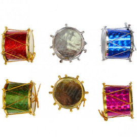 НАБОР-УКРАШЕНИЕ «БАРАБАН»  ЦВЕТНОЙ 4 СМ 6  ШТ.   12–132