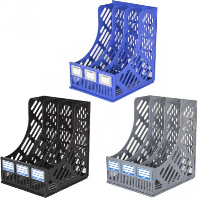 НАКОПИТЕЛЬ 3 ОТДЕЛЕНИЯ ВЕРТИКАЛЬНЫЙ ПЛАСТИКОВЫЙ ЦВЕТНОЙ С ПРОРЕЗЯМИ СБОРНЫЙ 30,5*25,5*23СМ