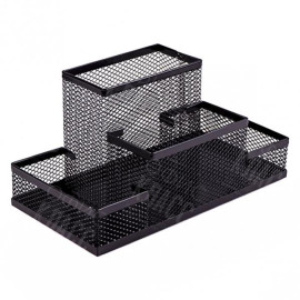 ОРГАНАЙЗЕР НАСТОЛЬНЫЙ МЕТАЛЛИЧЕСКИЙ "СЕТКА" 3684-В1 ЧЕРНЫЙ 4 ОТДЕЛЕНИЯ 15Х10Х10СМ