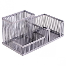 ОРГАНАЙЗЕР НАСТОЛЬНЫЙ МЕТАЛЛИЧЕСКИЙ "СЕТКА" 3689-S СЕРЕБРО 3 ОТДЕЛЕНИЯ 20Х10Х10СМ