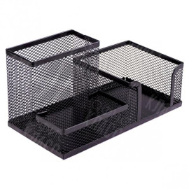 ОРГАНАЙЗЕР НАСТОЛЬНЫЙ МЕТАЛЛИЧЕСКИЙ "СЕТКА" 3689-В ЧЕРНЫЙ 3 ОТДЕЛЕНИЯ 20Х10Х10СМ