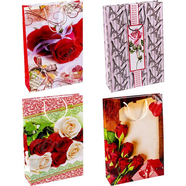 ПАКЕТ ЦВЕТНОЙ БОЛЬШОЙ "ЦВЕТЫ" ВЕРТИКАЛЬНЫЙ 39Х25Х8,5 СМ 5028