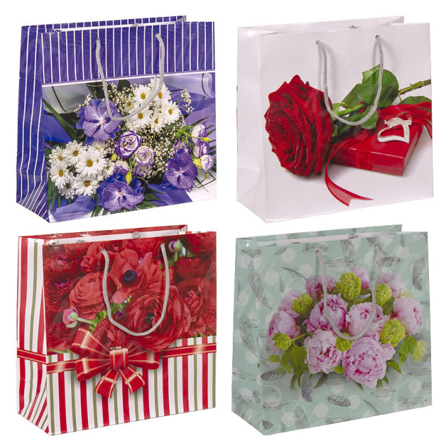 ПАКЕТ ЦВЕТНОЙ КВАДРАТ "ЦВЕТЫ" 24Х24Х10 СМ 4011