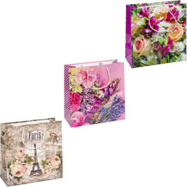 ПАКЕТ ЦВЕТНОЙ КВАДРАТ "ЦВЕТЫ" 24Х24Х10 СМ 4021