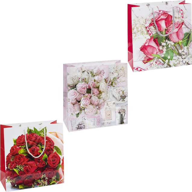 ПАКЕТ ЦВЕТНОЙ КВАДРАТ "ЦВЕТЫ" 24Х24Х10 СМ 4032