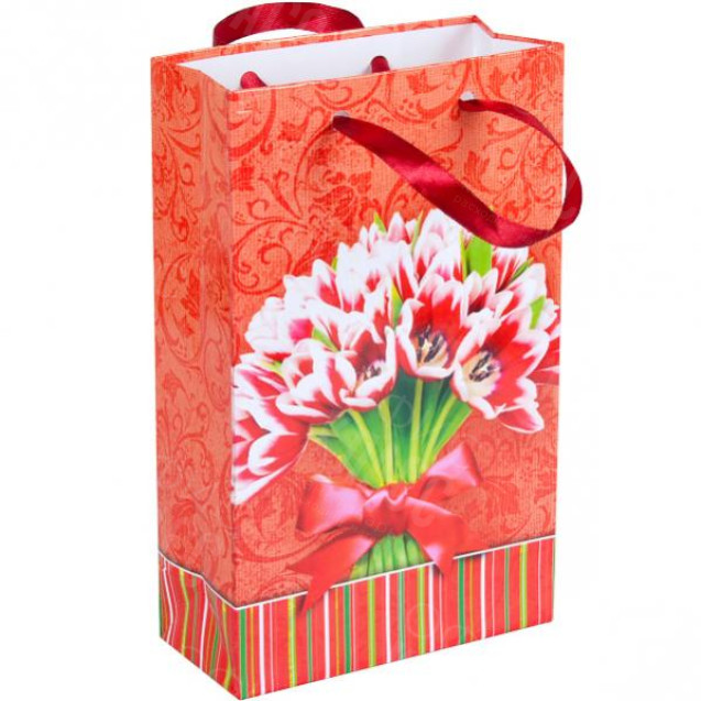 ПАКЕТ ЦВЕТНОЙ МАЛЫЙ «ЦВЕТЫ»  11×18×5 СМ 1006