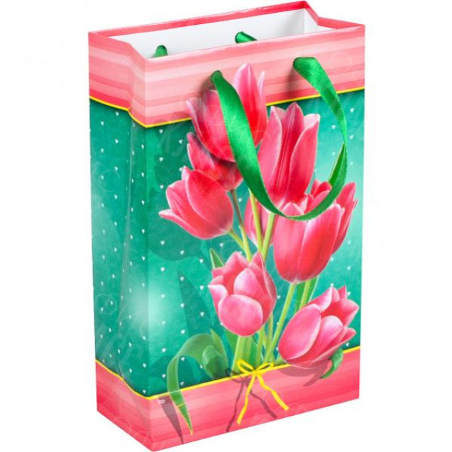 ПАКЕТ ЦВЕТНОЙ МАЛЫЙ «ЦВЕТЫ»  11×18×5 СМ 1006