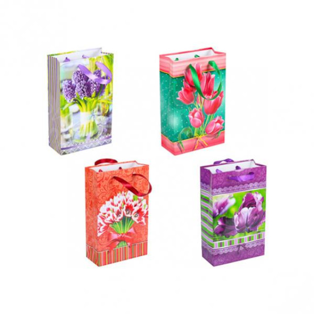 ПАКЕТ ЦВЕТНОЙ МАЛЫЙ «ЦВЕТЫ»  11×18×5 СМ 1006