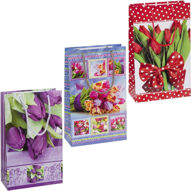 ПАКЕТ ЦВЕТНОЙ СРЕДНИЙ "БУКЕТ" 27Х16Х7 СМ 3011