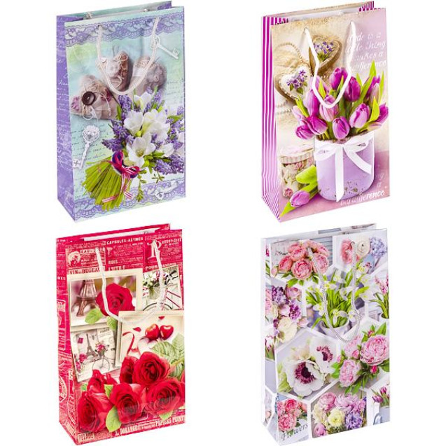 ПАКЕТ ЦВЕТНОЙ СРЕДНИЙ "ЦВЕТОЧНЫЙ МИКС" 27Х16Х5 СМ 3020