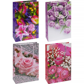 ПАКЕТ ЦВЕТНОЙ СРЕДНИЙ "ЦВЕТЫ" 26Х16,5Х7 СМ 3002