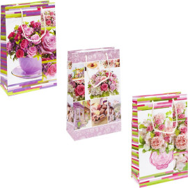 ПАКЕТ ЦВЕТНОЙ СРЕДНИЙ "ЦВЕТЫ" 27Х16Х5 СМ 3008