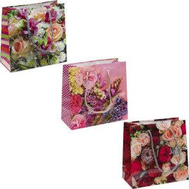 ПАКЕТ ЦВЕТНОЙ ЧАШКА "ЦВЕТЫ МИКС" 16Х16Х7 СМ 2003