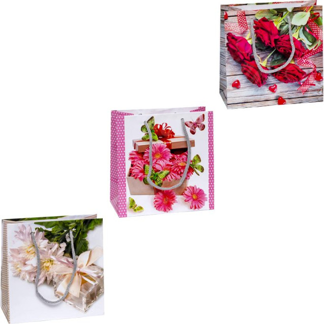 ПАКЕТ ЦВЕТНОЙ ЧАШКА "ЦВЕТЫ" 16Х16Х7 СМ 2022