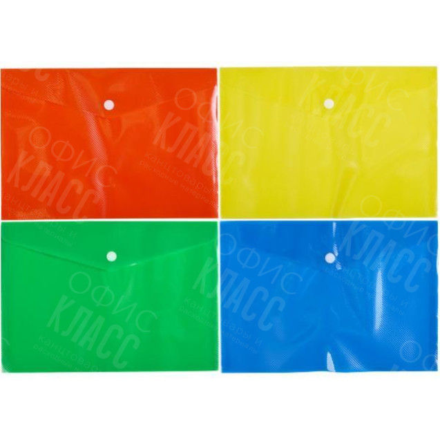 ПАПКА А5 КНОПКА КОНВЕРТ ПЛАСТИКОВАЯ НЕОН 17 МИКРОН