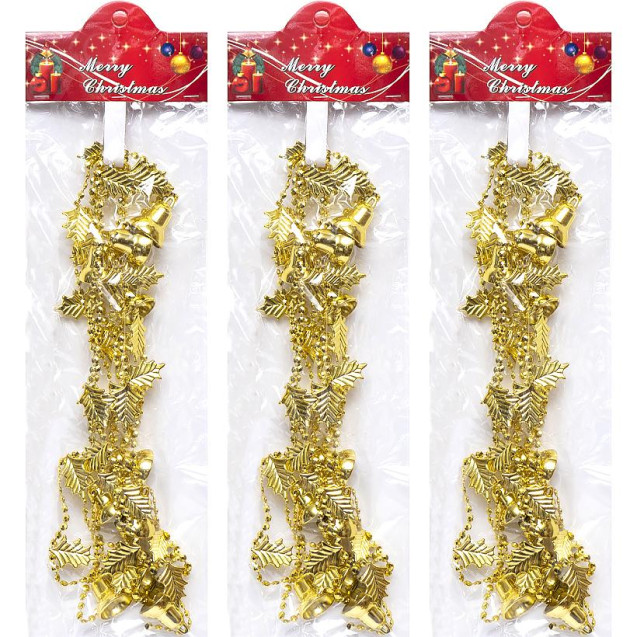 ДЕКОРАТИВНЫЕ БУСЫ НА ЕЛКУ "КОЛОКОЛЬЧИКИ-ЛИСТИКИ" XYA019-2.7М