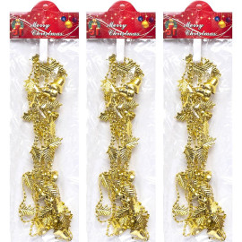 ДЕКОРАТИВНЫЕ БУСЫ НА ЕЛКУ "КОЛОКОЛЬЧИКИ-ЛИСТИКИ" XYA019-2.7М