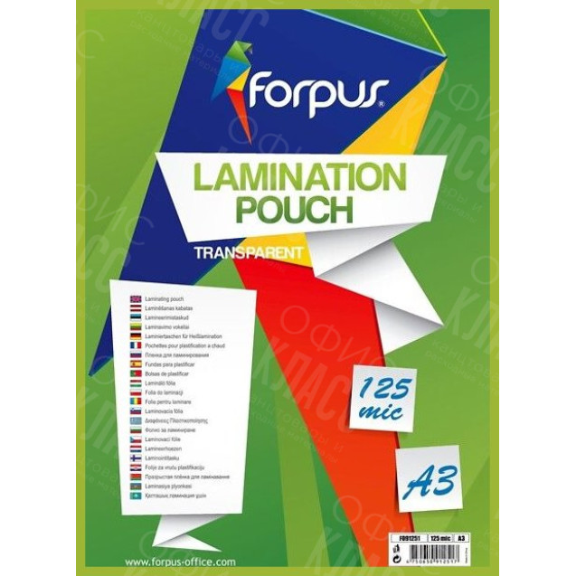ПЛЕНКА ДЛЯ ЛАМИНИРОВАНИЯ А3 125МКМ 100 ЛИСТОВ