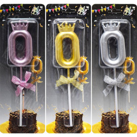 СВЕЧКА-ЦИФРА "0" С КОРОНОЙ JY-1064